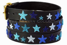 Load image into Gallery viewer, TKC Indigo Stars Belt - Wide Width - Brass Buckle