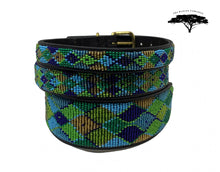 Load image into Gallery viewer, TKC Peacock Argyle Beaded Dog Collar