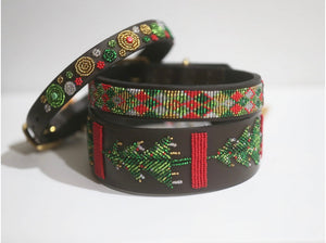 "TKC Exclusive Holiday Christmas Tree" Beaded Dog Collar