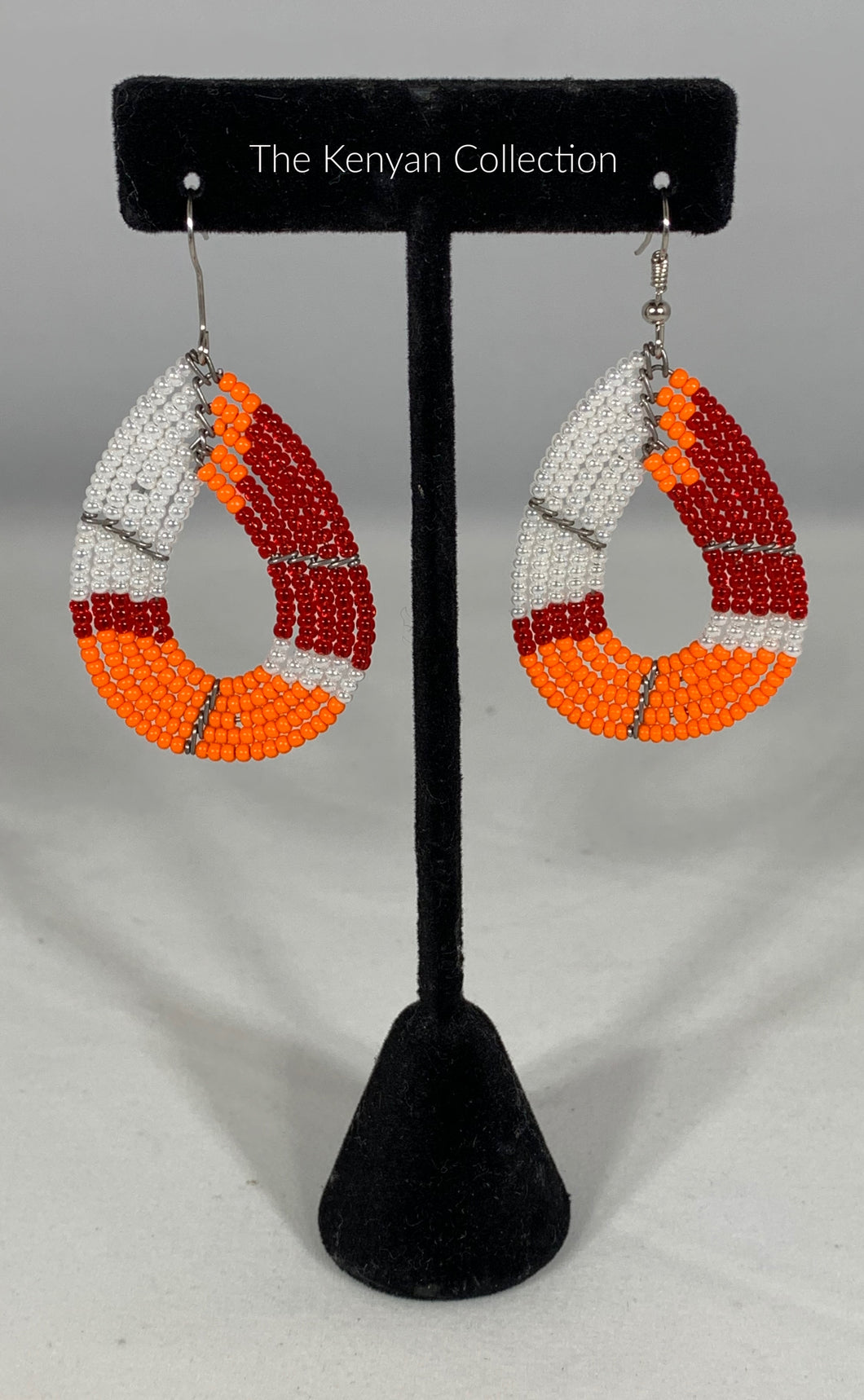 Earrings in Peacock Orange and Reds